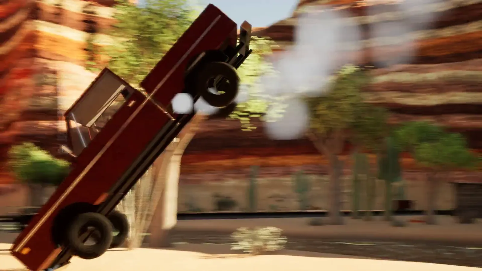 Une voiture fait un saut